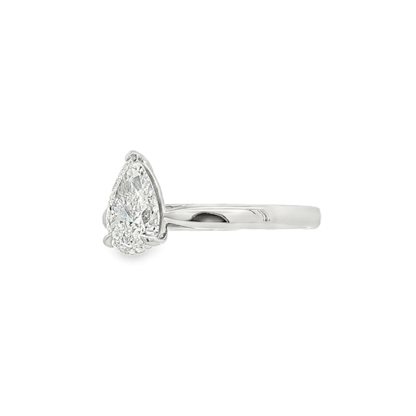 Pear Cut 1.01ct Diamond, Platinum Ring