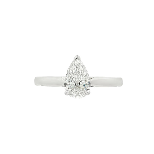 Pear Cut 1.01ct Diamond, Platinum Ring