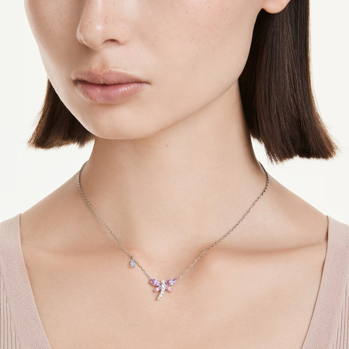 Swarovski Ariana Grande x Mixed cuts, Dragonfly, Multicoloured, Rhodium plated pendant