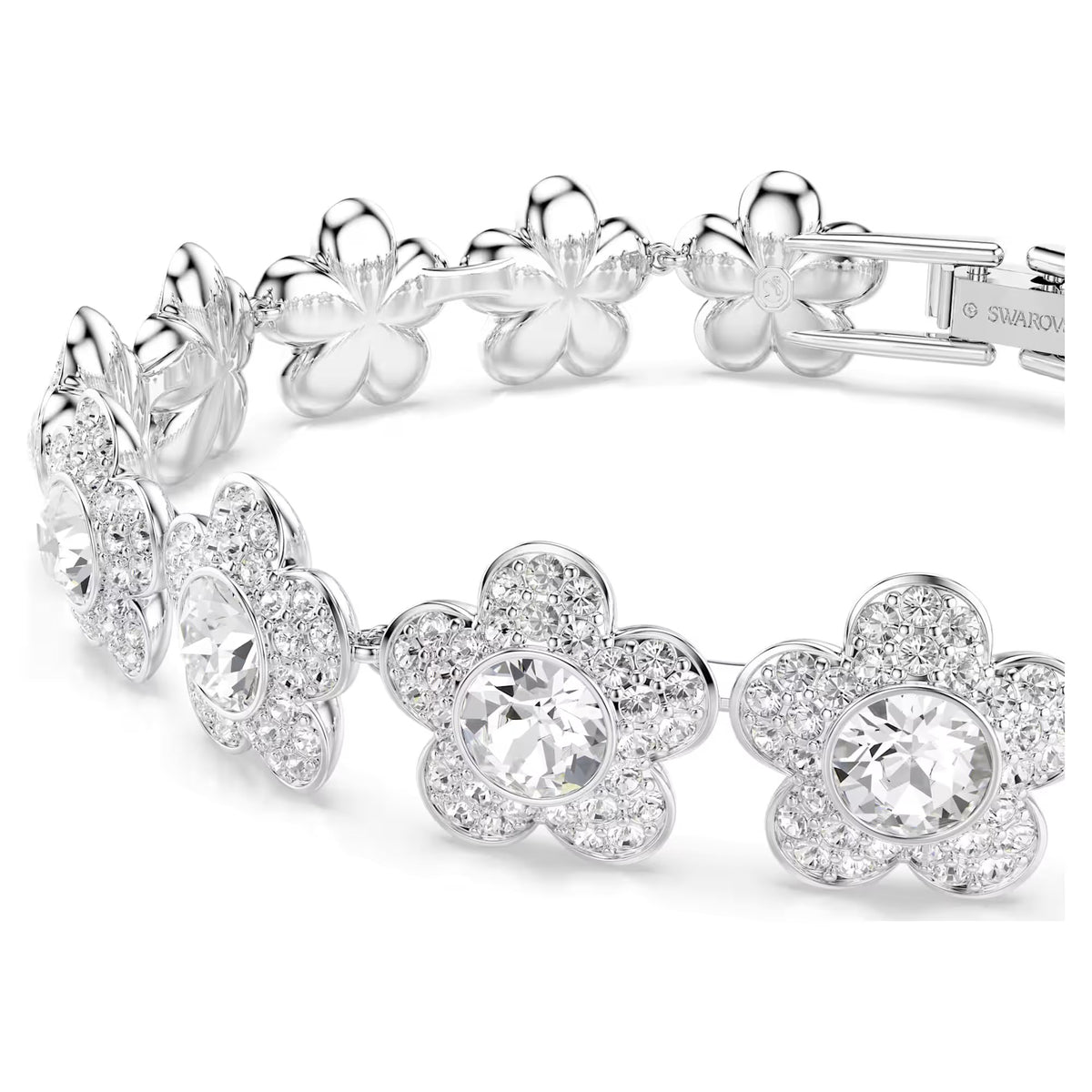 Swarovski Ariana Grande x Round cut, Flower, White, Rhodium plated bracelet