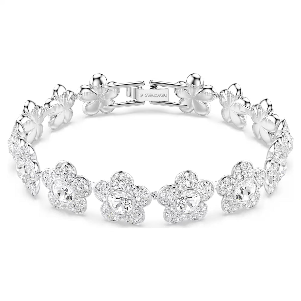 Swarovski Ariana Grande x Round cut, Flower, White, Rhodium plated bracelet