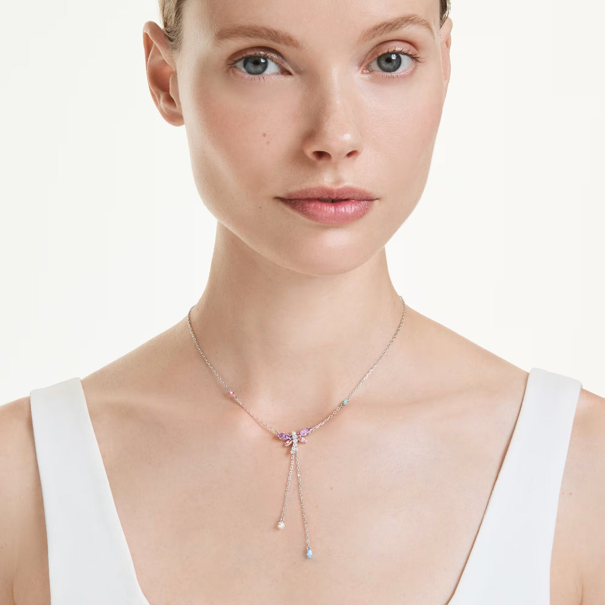 Swarovski Ariana Grande x Mixed cuts, Dragonfly, Multicoloured, Rhodium plated necklace
