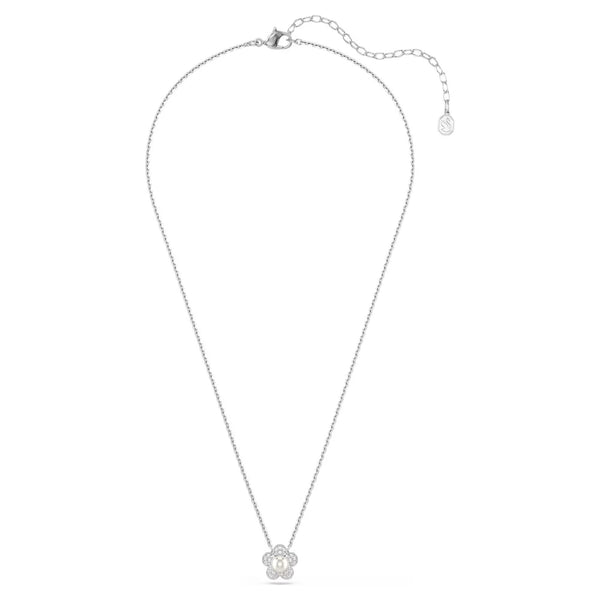 Swarovski Ariana Grande x Crystal pearl, Round cut, Flower, White, Rhodium plated pendant