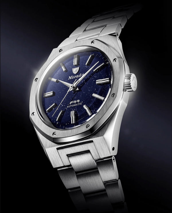Nivada Grenchen F77 Dark Blue Aventurine MK2 38mm Watch 68047A77