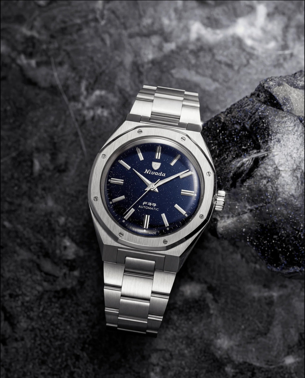 Nivada Grenchen F77 Dark Blue Aventurine MK2 38mm Watch 68047A77