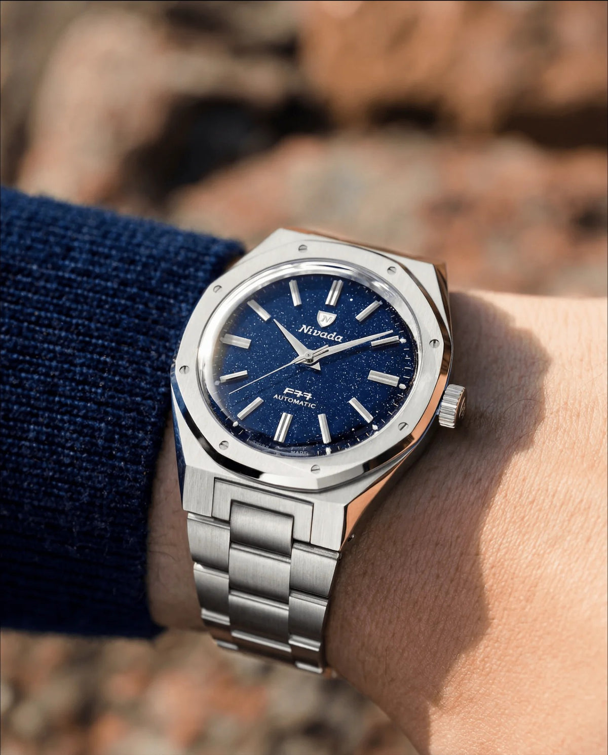 Nivada Grenchen F77 Dark Blue Aventurine MK2 38mm Watch 68047A77