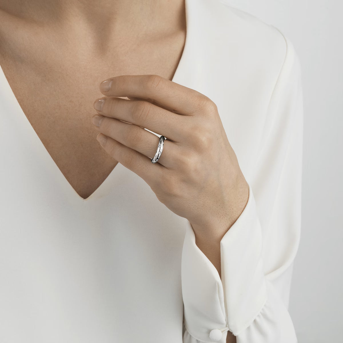 Georg Jensen Offspring Ring, Sterling Silver & Diamond