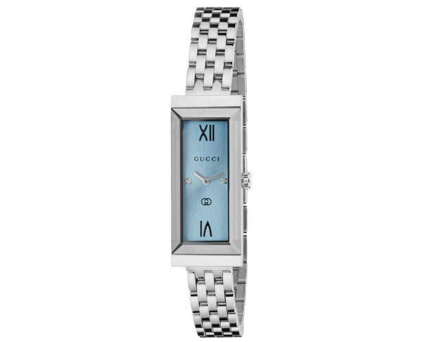 GUCCI G-Frame 14x34mm Ice Blue & Diamond Watch YA127517
