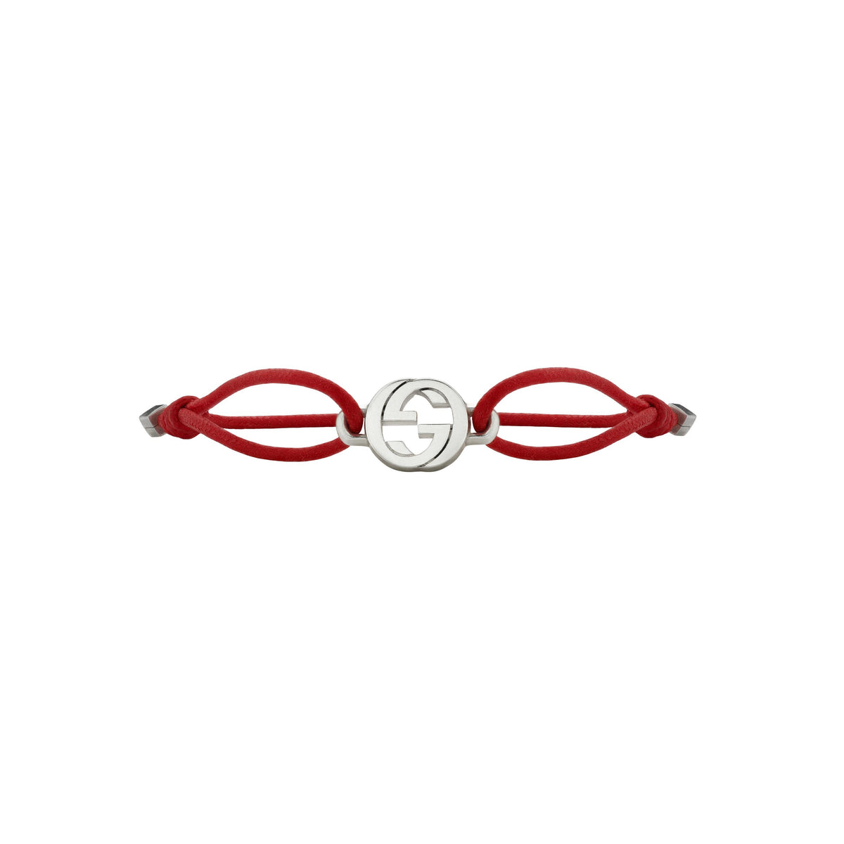 Gucci Interlocking Silver Cord Bracelet - Red