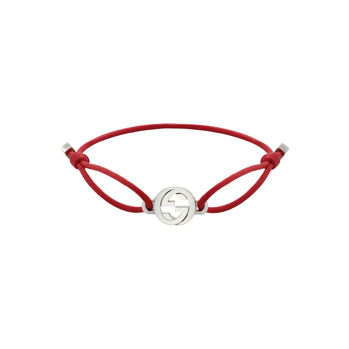 Gucci Interlocking Silver Cord Bracelet - Red
