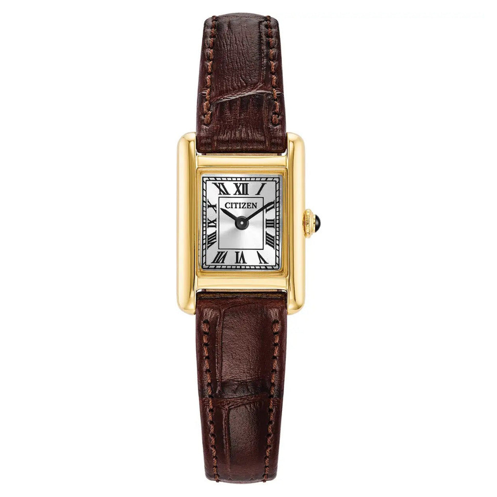 Citizen Eco-Drive Fio Roma, 24x17mm Gold & Brown Watch EG2797-13A