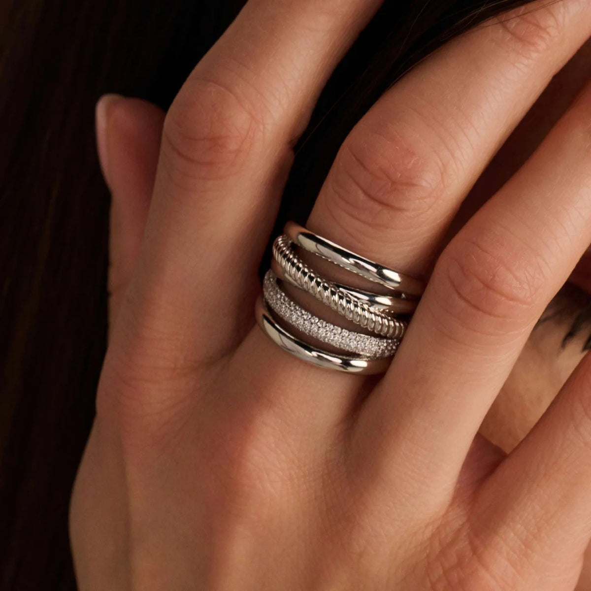 Ti-Sento Zirconia Structure Ring - L model 12421ZI