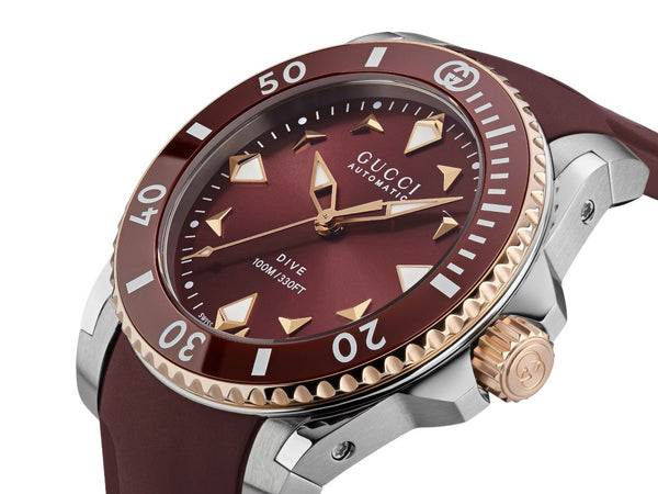 GUCCI Dive Automatic Burgundy 36mm Watch YA136410