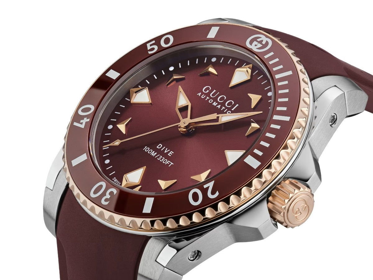 GUCCI Dive Automatic Burgundy 36mm Watch YA136410
