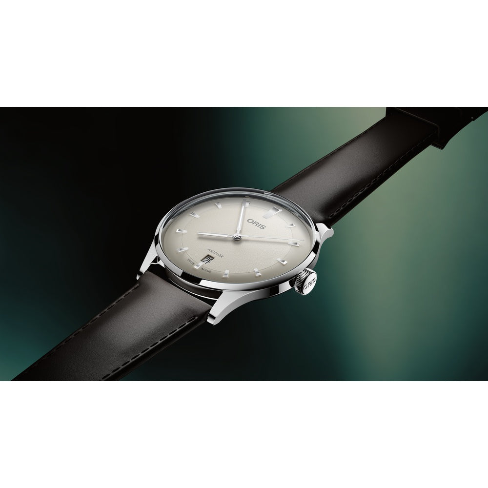 Oris Artelier Date, 38mm White Dial Leather Strap Watch 01 733 7810 4051-07 6 20 17FC