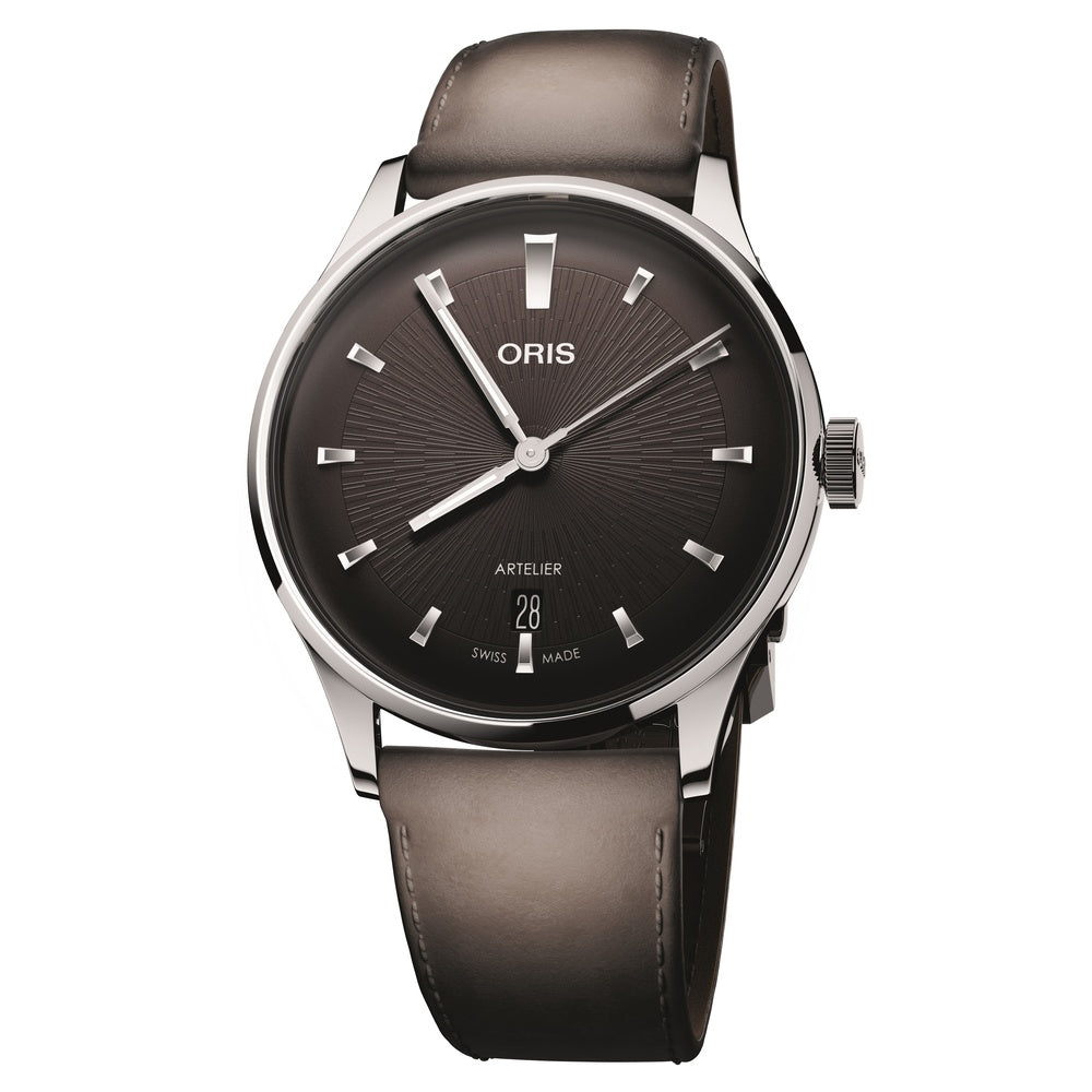 Oris Artelier Date, 38mm Black Dial Leather Strap Watch 01 733 7810 4054-07 6 20 18FC