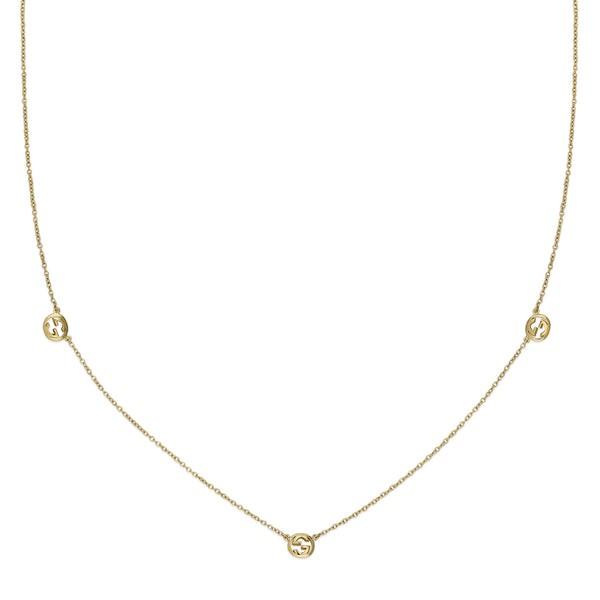 Gucci Interlocking 18ct Yellow Gold Pendant Necklace