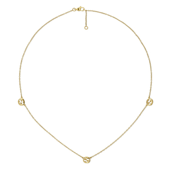Gucci Interlocking 18ct Yellow Gold Pendant Necklace