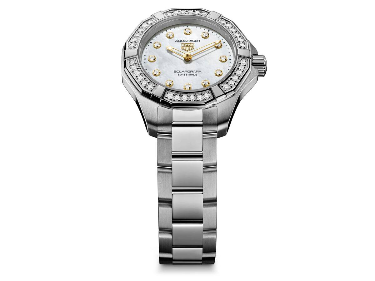 Tag Heuer Aquaracer Professional 100 Solargraph Diamond Bezel 28mm Watch WBP141J.BA0049
