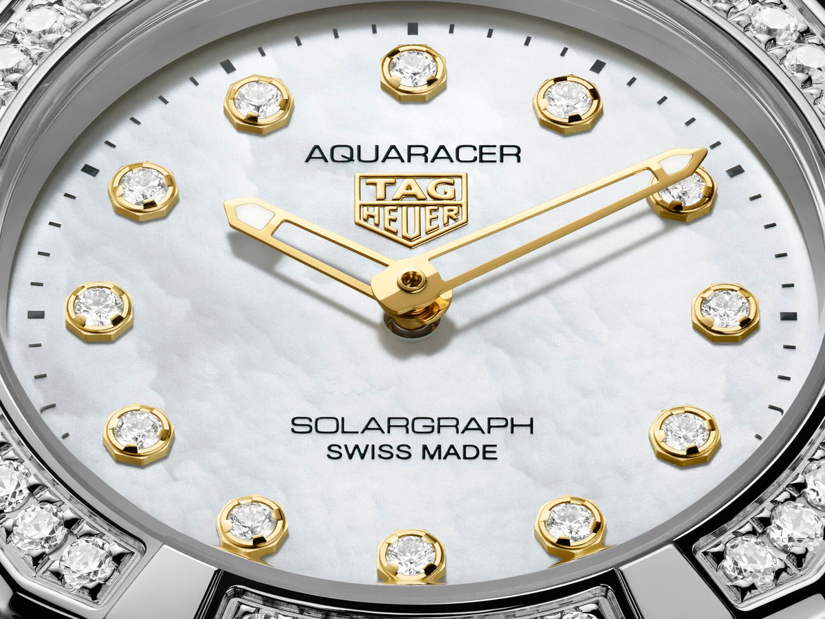 Tag Heuer Aquaracer Professional 100 Solargraph Diamond Bezel 28mm Watch WBP141J.BA0049