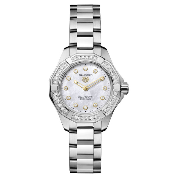 Tag Heuer Aquaracer Professional 100 Solargraph Diamond Bezel 28mm Watch WBP141J.BA0049