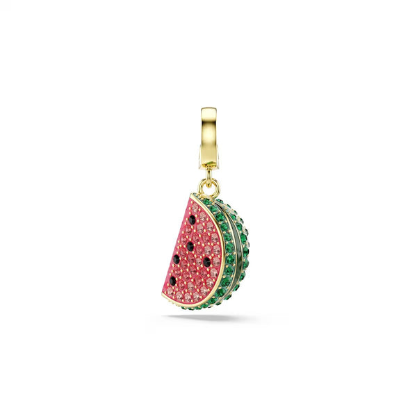Swarovski Idylliam Charm, Mixed cuts, Watermelon, Multicoloured, 18k gold finish