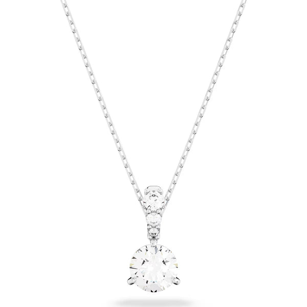 Swarovski Stilla pendant, Round cut, White, Rhodium plated