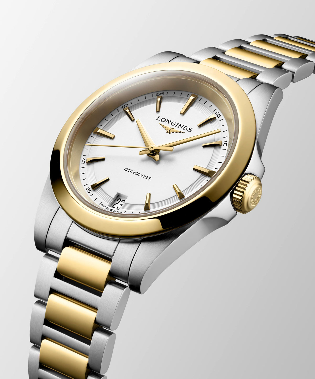 Longines Conquest White Two-Tone Quartz 34mm L3.460.3.12.7