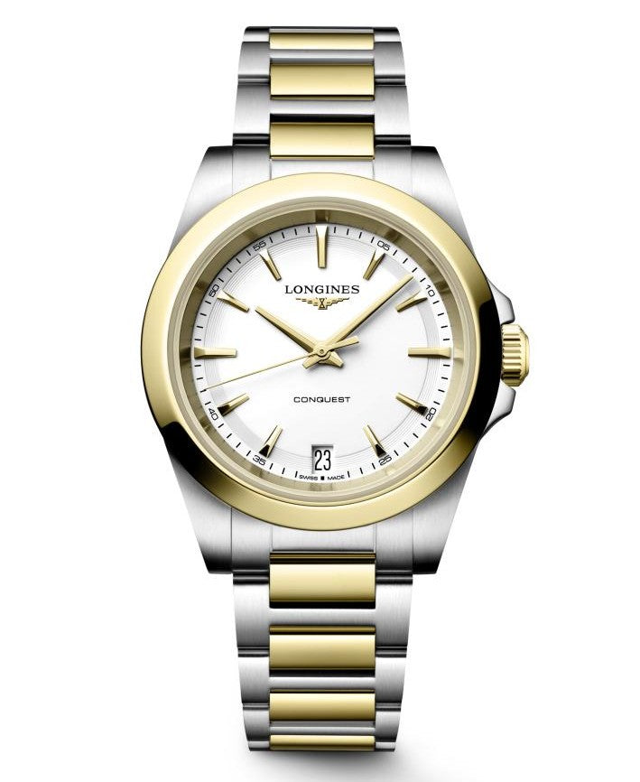 Longines Conquest White Two-Tone Quartz 34mm L3.460.3.12.7