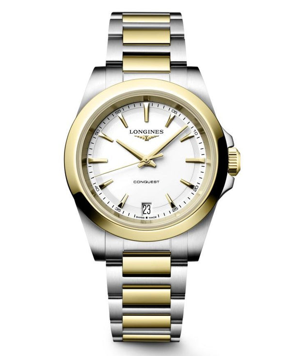 Longines Conquest White Two-Tone Quartz 34mm L3.460.3.12.7