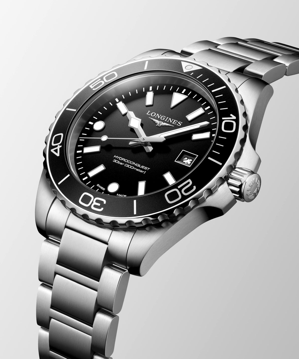 Longines HydroConquest Black 42mm Quartz Watch L3.769.4.56.6