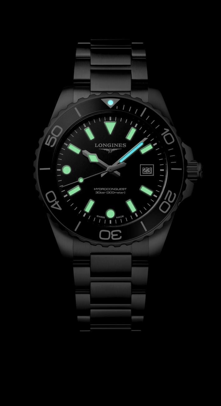 Longines HydroConquest Black 42mm Quartz Watch L3.769.4.56.6
