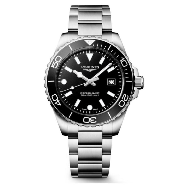 Longines HydroConquest Black 42mm Quartz Watch L3.769.4.56.6