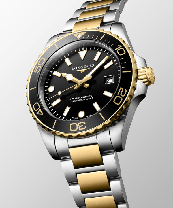 Longines HydroConquest Black Two-Tone 42mm Quartz Watch L3.769.3.56.7