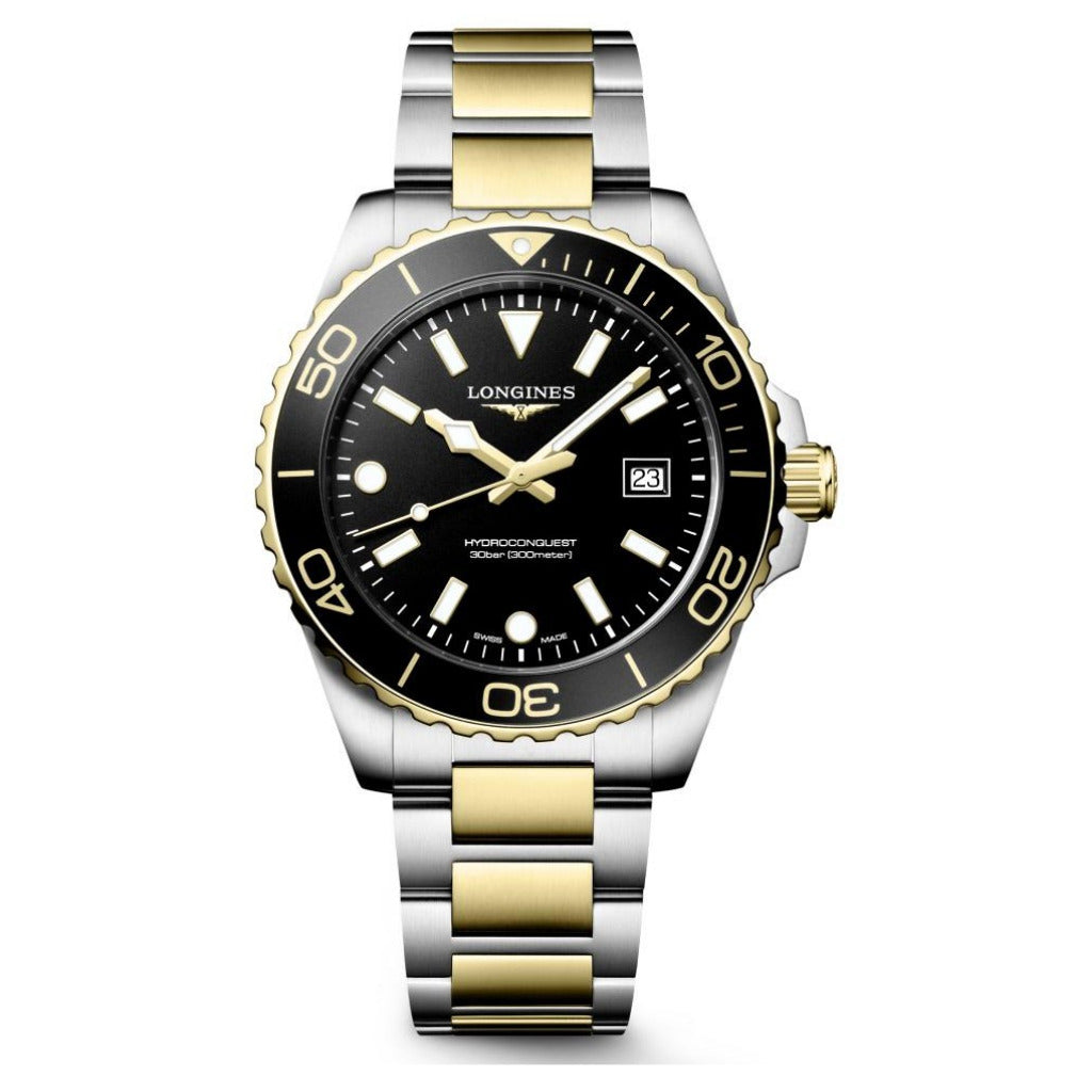 Longines HydroConquest Black Two-Tone 42mm Quartz Watch L3.769.3.56.7