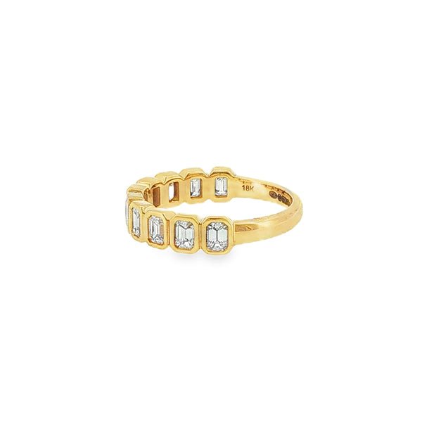 Diamond Emerald Cut 1.00ct, 18ct Yellow Gold Rubover Set Ring