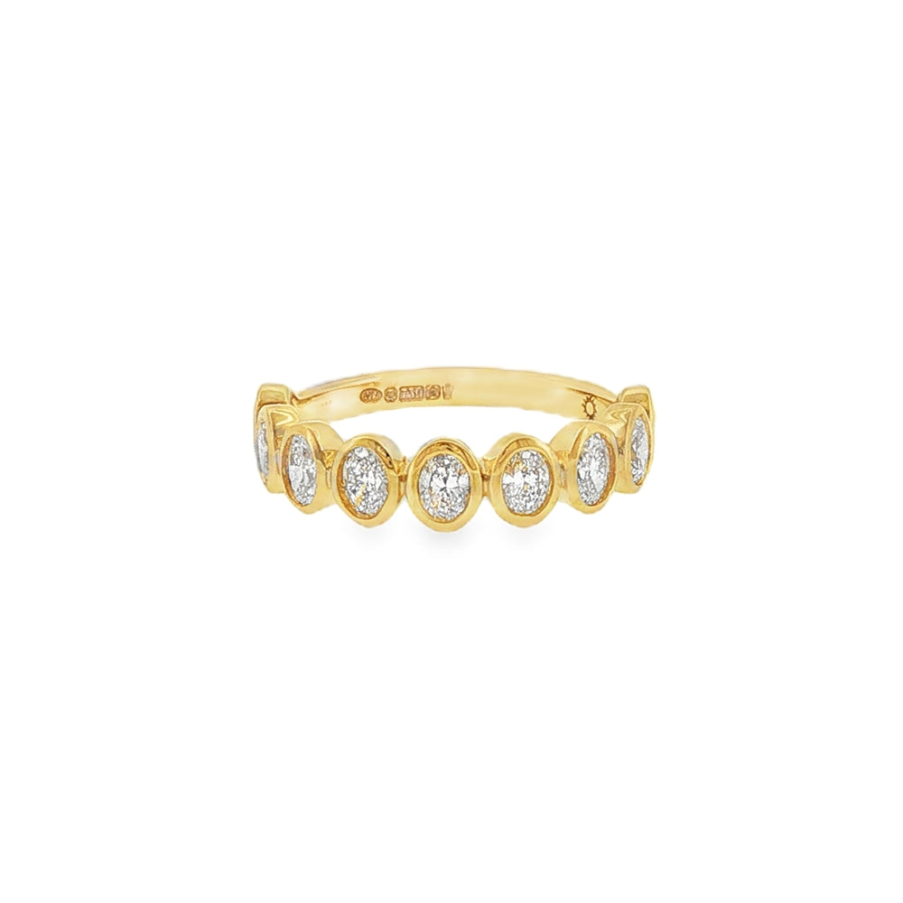 Diamond Oval Cut 0.90ct, 18ct Yellow Gold Rubover Ring