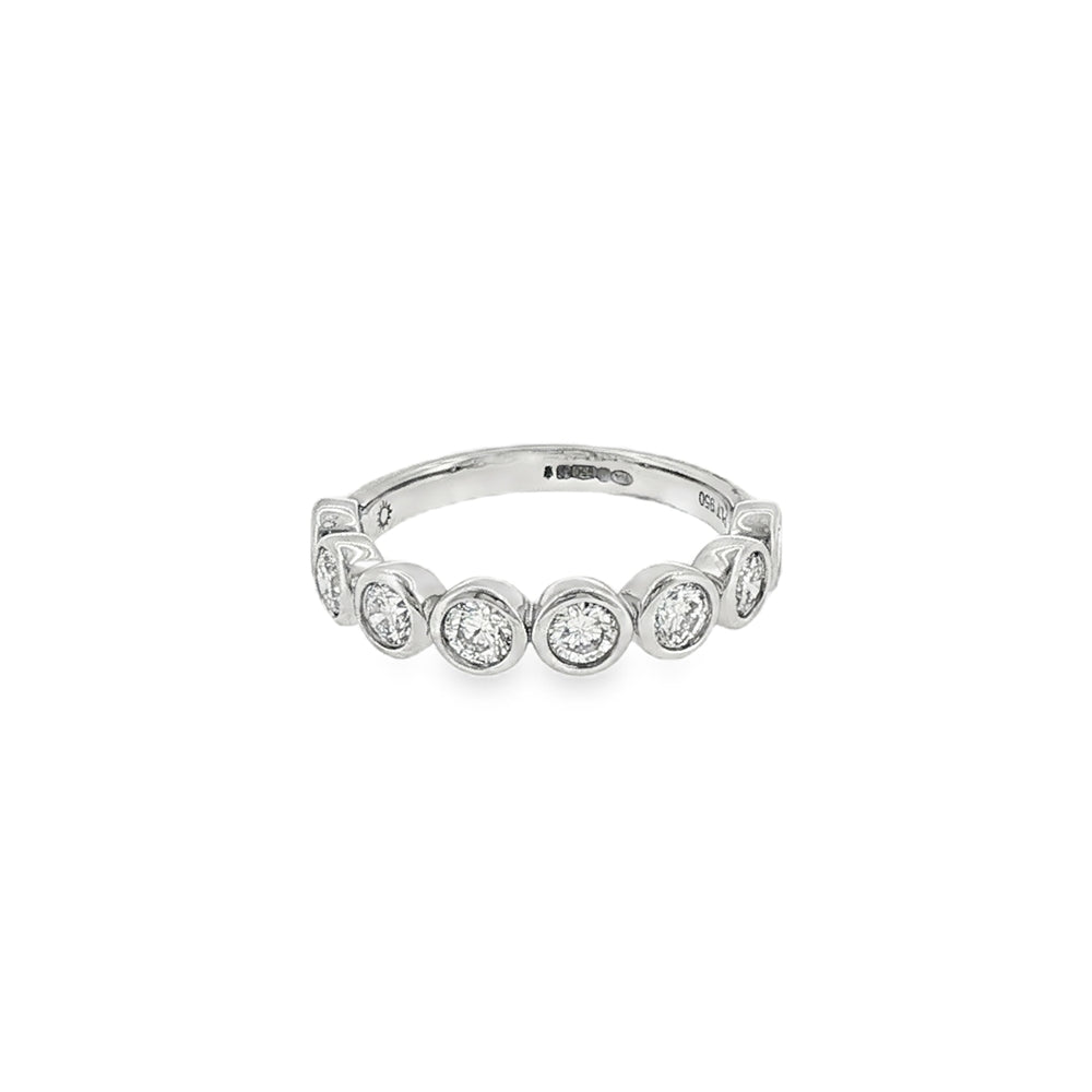 Round Brilliant Cut 1.00ct, Platinum Rubover Set Ring