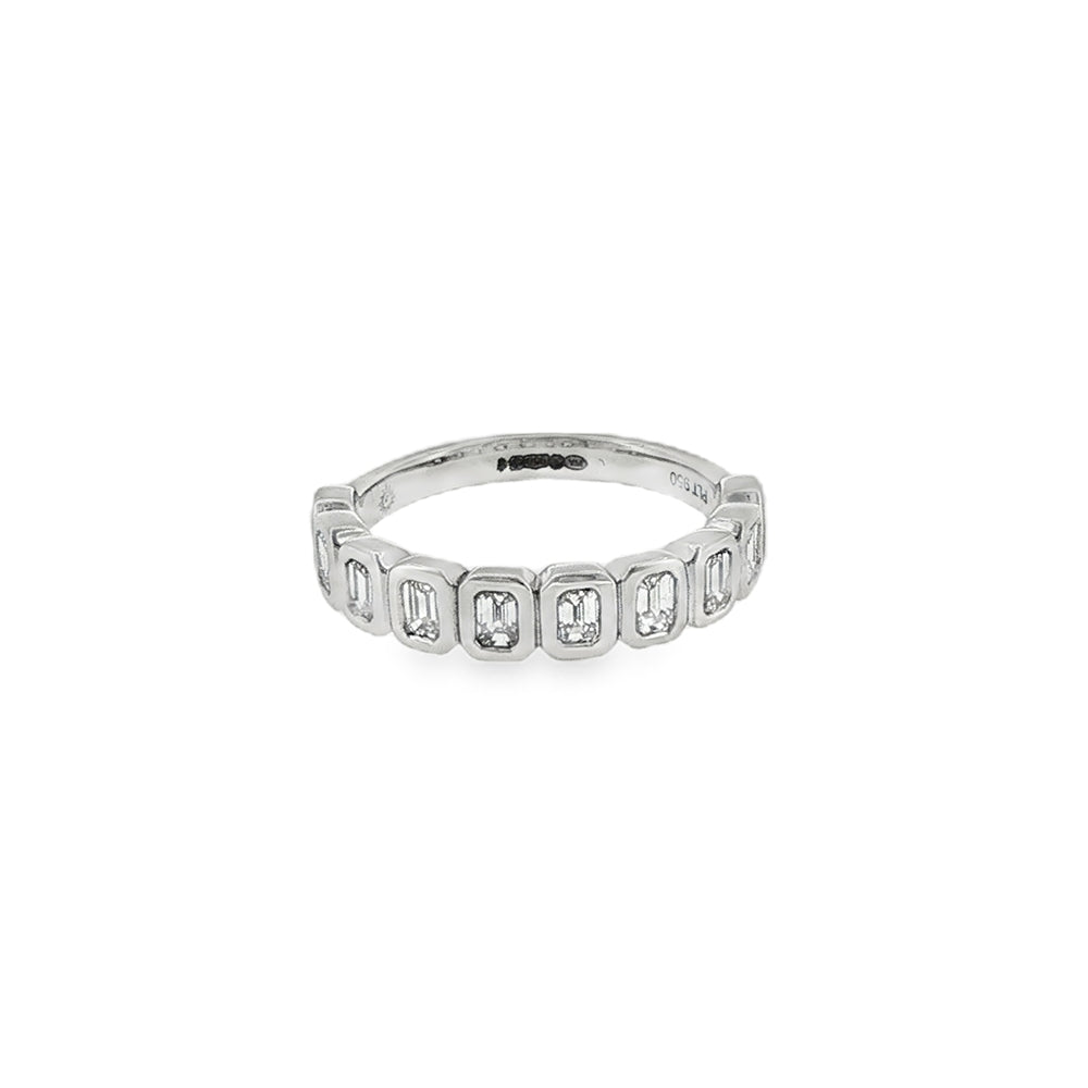 Emerald Cut 1.00ct, Platinum Rubover Set Ring