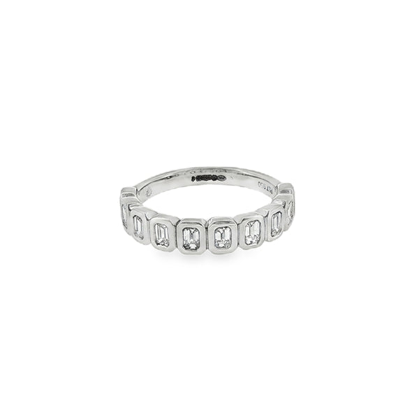 Emerald Cut 1.00ct, Platinum Rubover Set Ring