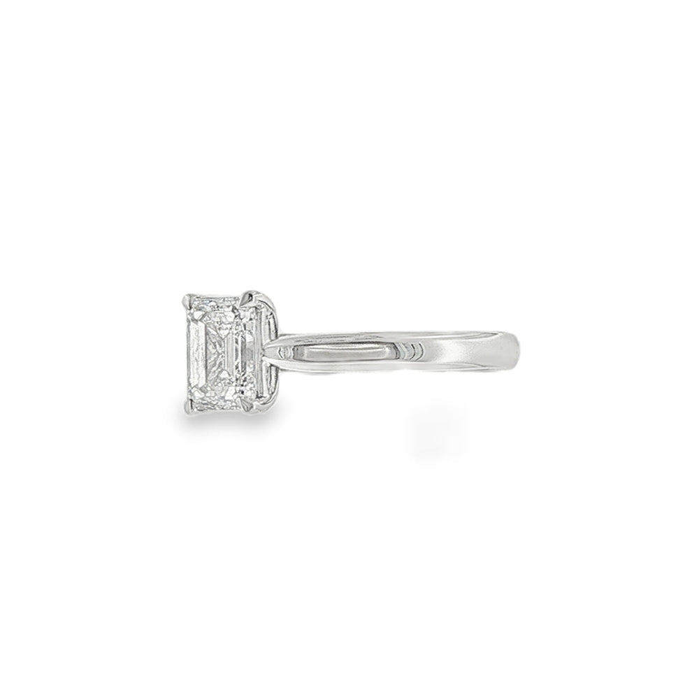 Emerald Cut 1.00ct Diamond, Platinum Single Stone Ring