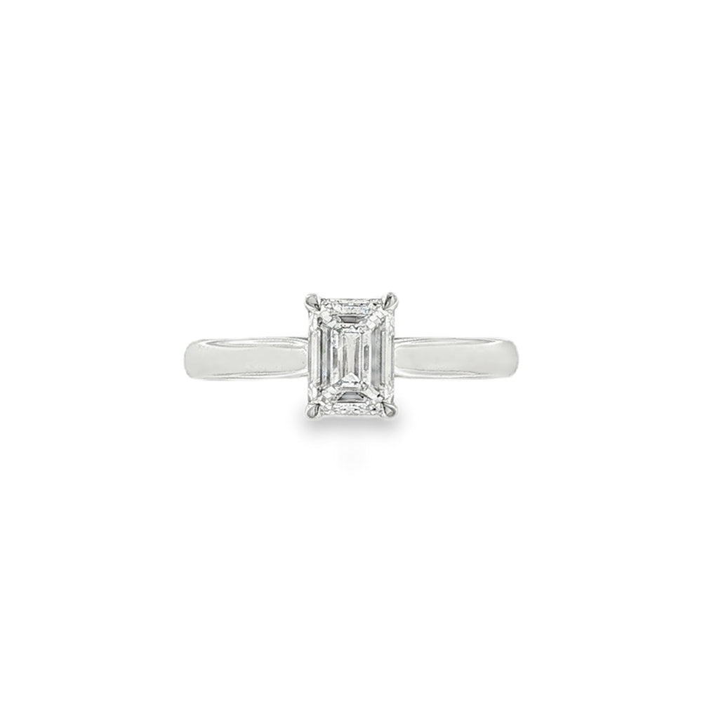 Emerald Cut 1.00ct Diamond, Platinum Single Stone Ring