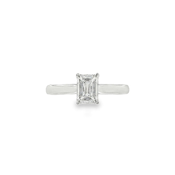 Emerald Cut 1.00ct Diamond, Platinum Single Stone Ring