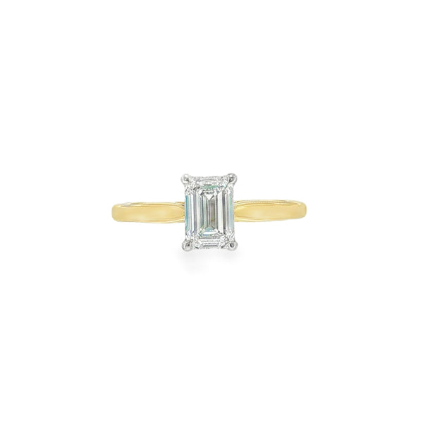 Emerald Cut 1.02ct Lab Grown Diamond, 18ct Yellow Gold Ring
