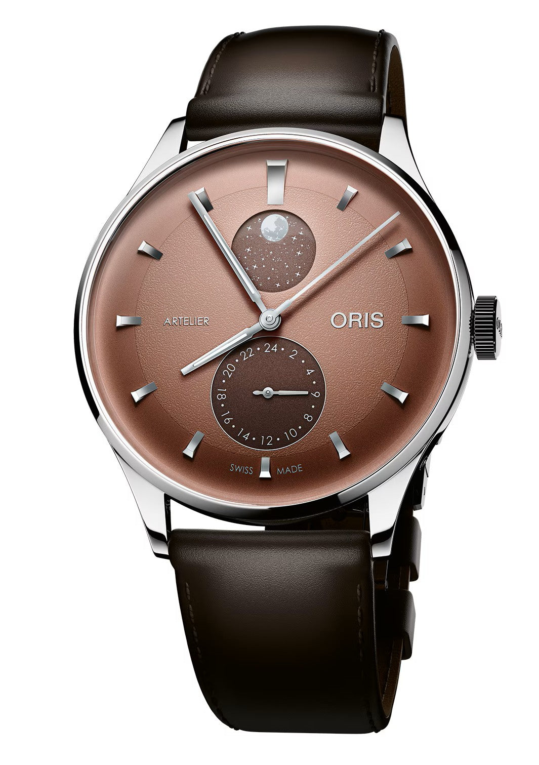 Oris Artelier Complication, Chestnut Dial, Leather Strap Watch 01 782 7811 4056-07 6 20 17FC