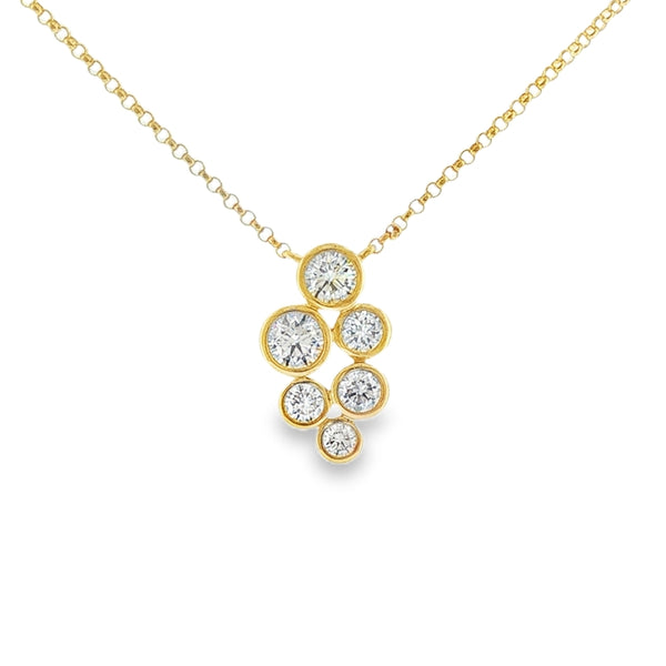 Diamond Round Brilliant 0.83ct, 9ct Yellow Gold Rubover Pendant
