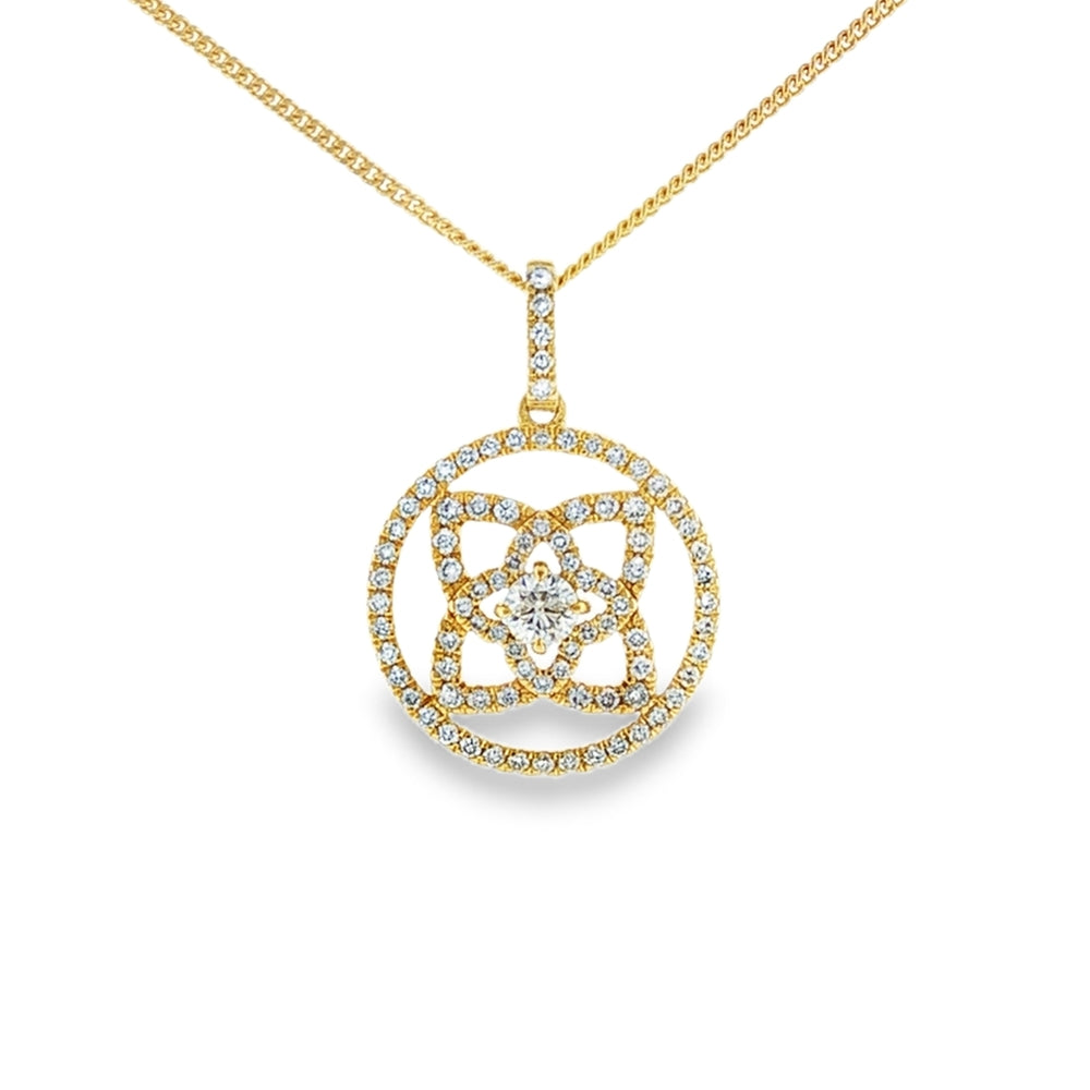 Diamond Circle Floral 0.47ct, 9ct Yellow Gold Pendant