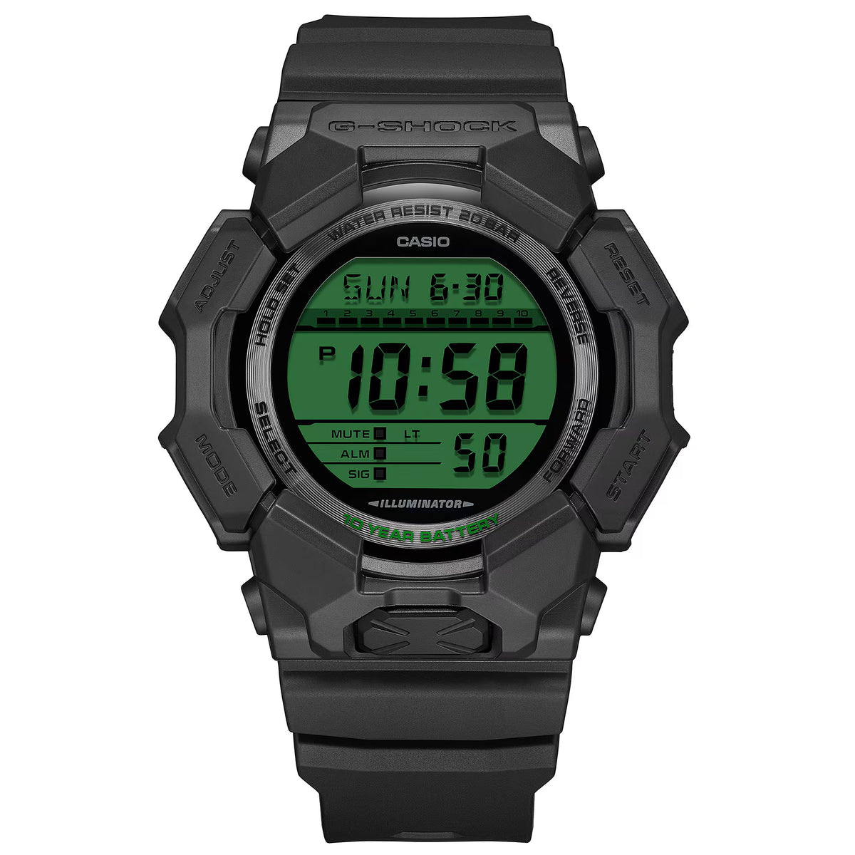 G-SHOCK Digital Black & Electro Green 10 Year Battery Watch GD-010BEG-1