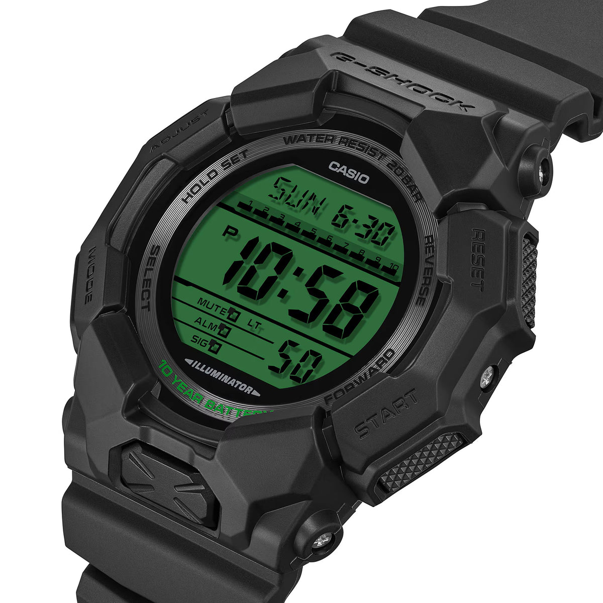 G-SHOCK Digital Black & Electro Green 10 Year Battery Watch GD-010BEG-1