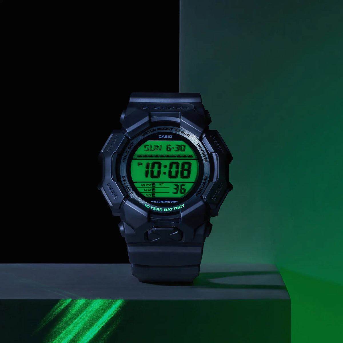 G-SHOCK Digital Black & Electro Green 10 Year Battery Watch GD-010BEG-1